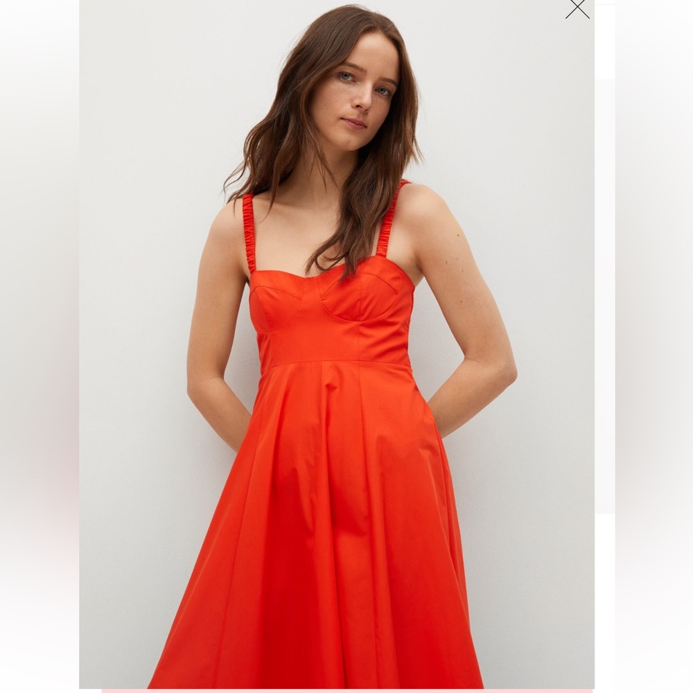 [MANGO] Red Cotton Midi Dress NWT